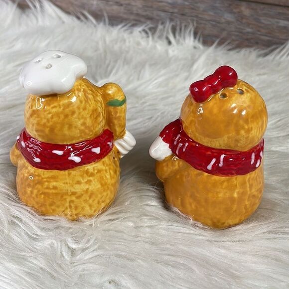 Mr & Mrs Gingerbread Salt and Pepper Shakers, 3 1/2” High - Picture 2 of 5